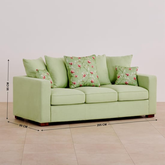 Cane Connection Fabric 3+2+1 Seater Sofa Set with Cushions - Green