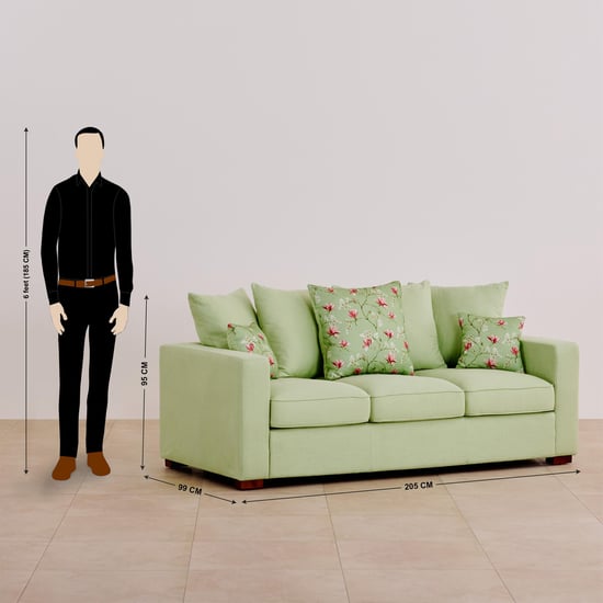 Cane Connection Fabric 3+2+1 Seater Sofa Set with Cushions - Green