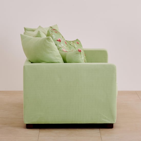 Cane Connection Fabric 3+2+1 Seater Sofa Set with Cushions - Green