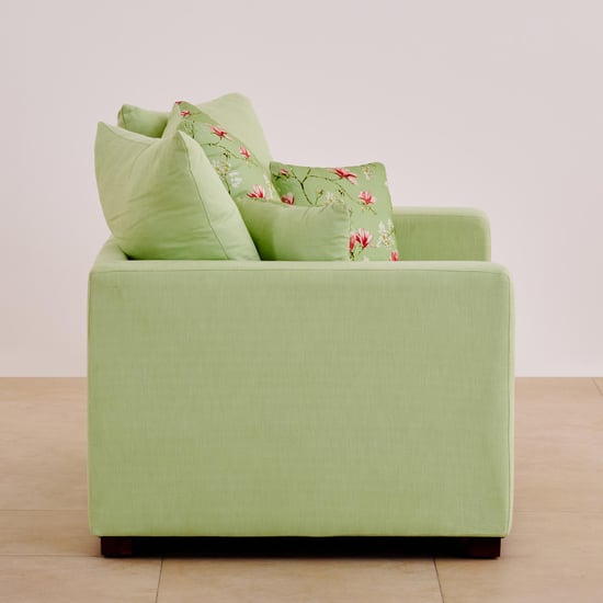 Cane Connection Fabric 3+2+1 Seater Sofa Set with Cushions - Green