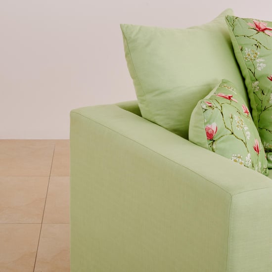 Cane Connection Fabric 3+2+1 Seater Sofa Set with Cushions - Green