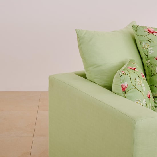 Cane Connection Fabric 3+2 Seater Sofa Set with Cushions - Green