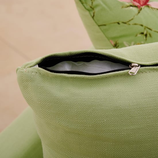 Cane Connection Fabric 3+2 Seater Sofa Set with Cushions - Green