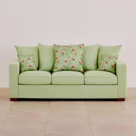 Cane Connection Fabric 3+2 Seater Sofa Set with Cushions - Green