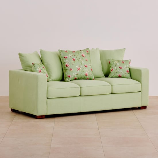 Cane Connection Fabric 3+2 Seater Sofa Set with Cushions - Green