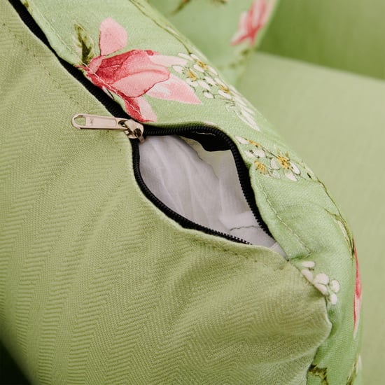 Cane Connection Fabric 3+2 Seater Sofa Set with Cushions - Green