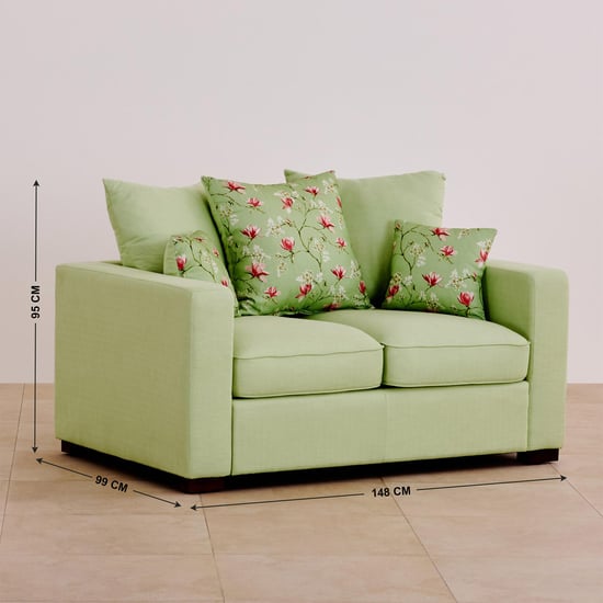 Cane Connection Fabric 3+2 Seater Sofa Set with Cushions - Green