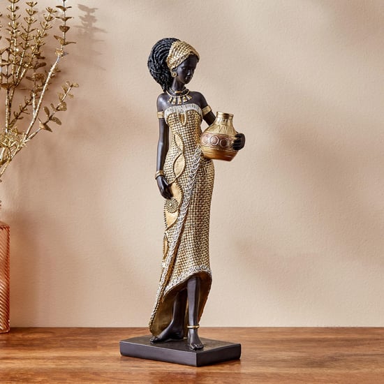 Jaguar Polyresin Standing African Woman Figurine