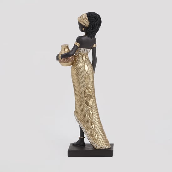 Jaguar Polyresin Standing African Woman Figurine
