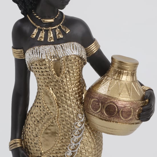 Jaguar Polyresin Standing African Woman Figurine