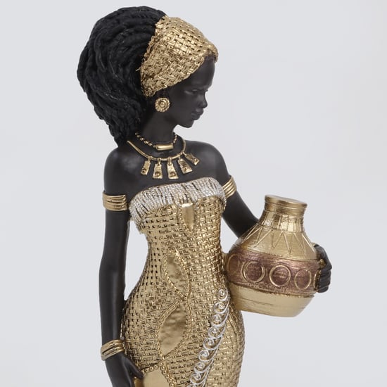 Jaguar Polyresin Standing African Woman Figurine