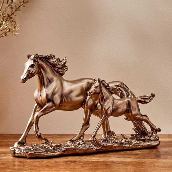 Corsica Jaguar Polyresin Running Horse with Foal Figurine