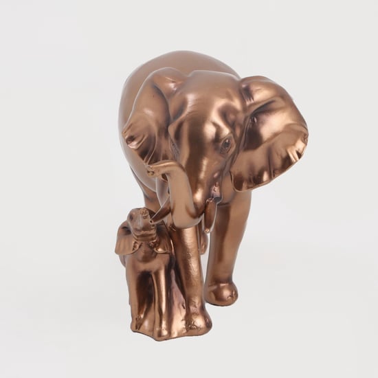 Jaguar Polyresin Elephant and Calf Figurine