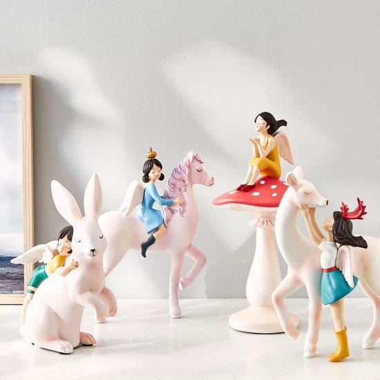 Souvenir Polyresin Girl on Rabbit Figurine