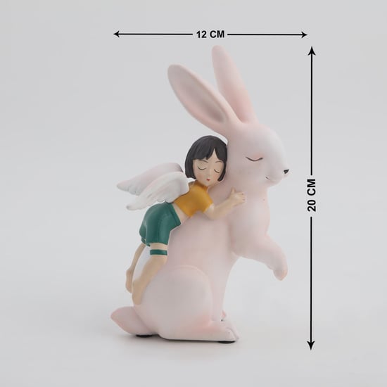 Souvenir Polyresin Girl on Rabbit Figurine