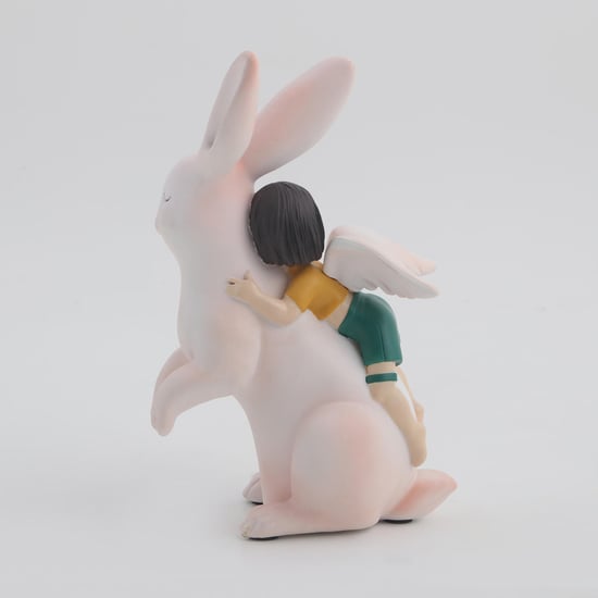 Souvenir Polyresin Girl on Rabbit Figurine