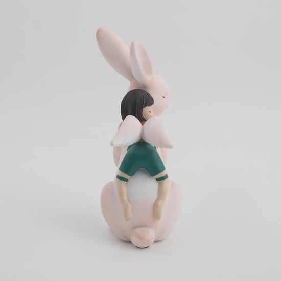 Souvenir Polyresin Girl on Rabbit Figurine