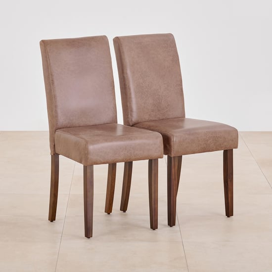 Nirvana Indus Set of 2 Faux Leather Dining Chairs - Tan and Dark Brown