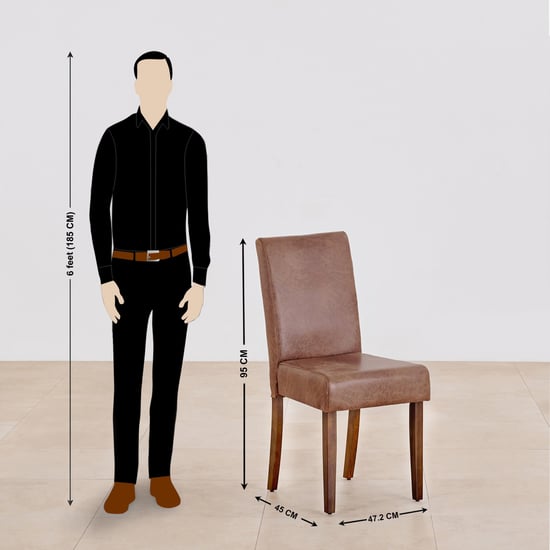 Nirvana Indus Set of 2 Faux Leather Dining Chairs - Tan and Dark Brown