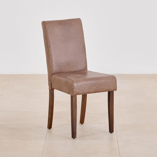 Nirvana Indus Set of 2 Faux Leather Dining Chairs - Tan and Dark Brown