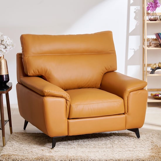 Aprilla NXT Half Leather 1-Seater Sofa - Tan