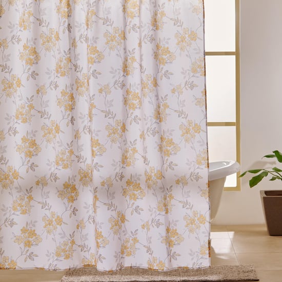 Mekong Floral Print Shower Curtain with Rings - 180x180cm