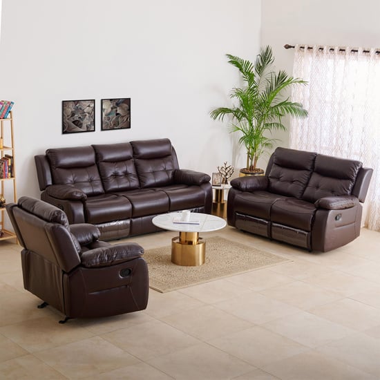 Blake Half Leather 3+2+1 Seater Recliner Set - Brown