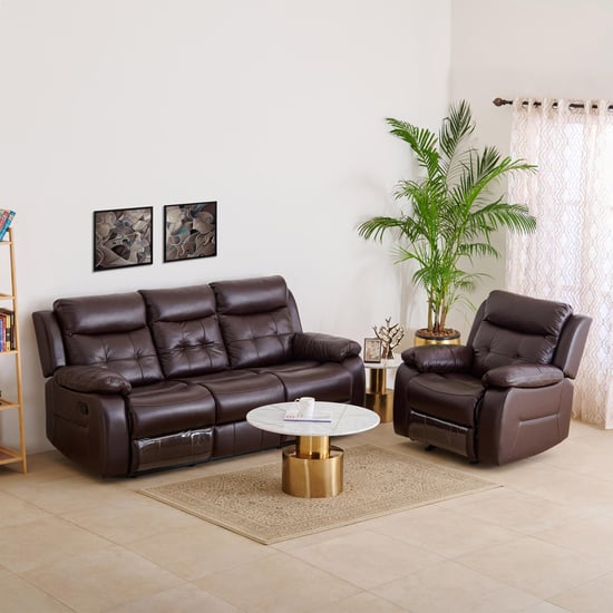 Blake Half Leather 3+1 Seater Recliner Set - Brown