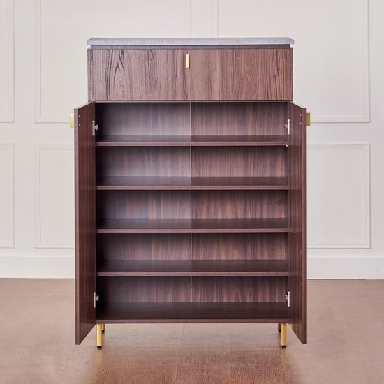 Roger 15 Pairs Shoe Cabinet with Drawer - Brown