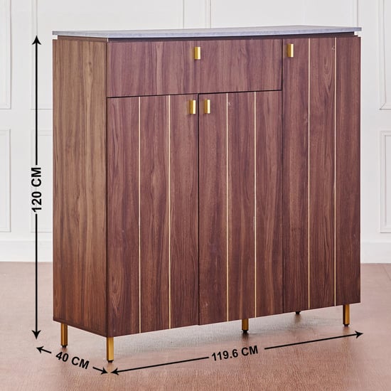 Roger 21 Pairs Shoe Cabinet with Drawer - Brown