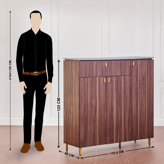 Roger 21 Pairs Shoe Cabinet with Drawer - Brown