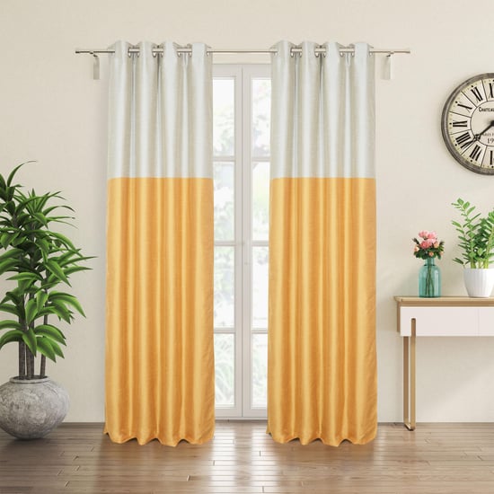 Contempo Set of 2 Colourblock Room Darkening Door Curtains - 7ft
