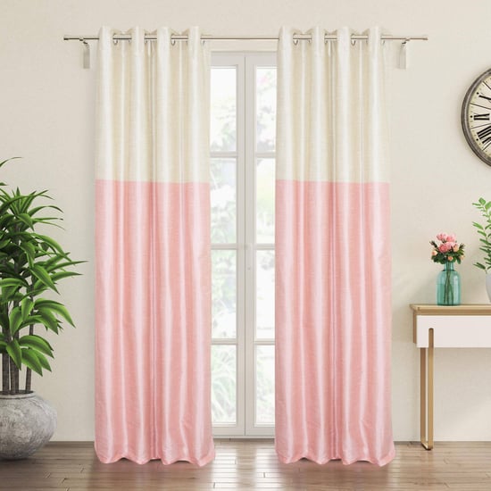 Contempo Set of 2 Colourblock Room Darkening Door Curtains - 7ft
