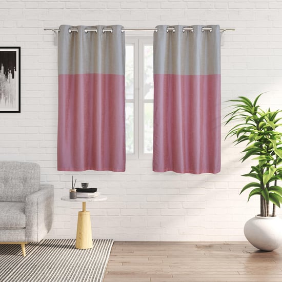 Contempo Set of 2 Colourblocked Room-Darkening Window Curtains