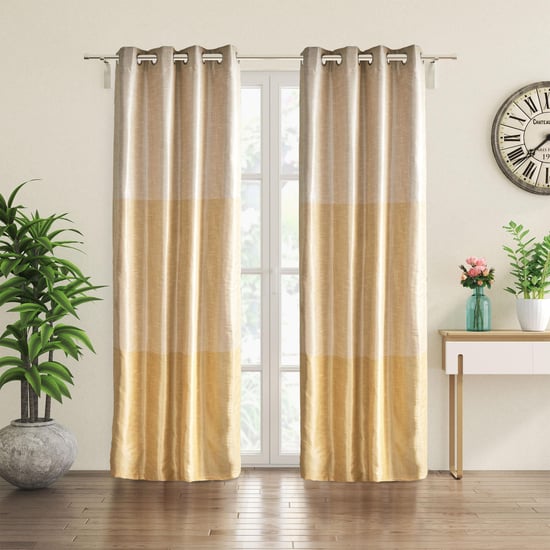 Contempo Set of 2 Colourblock Room Darkening Door Curtains