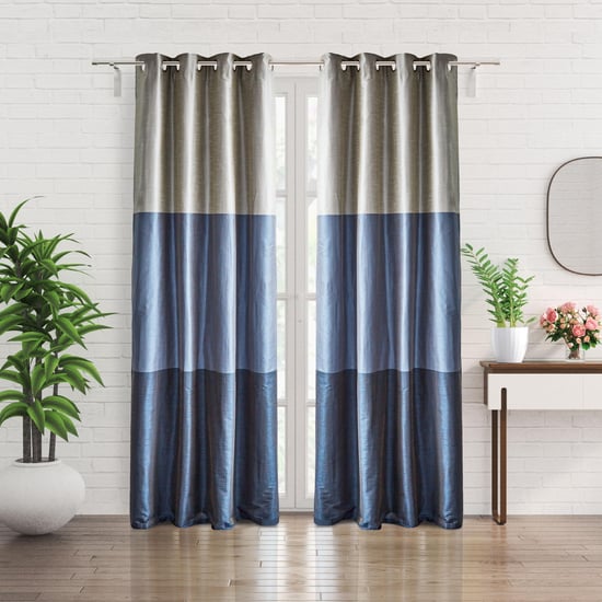 Contempo Set of 2 Colourblock Room Darkening Door Curtains - 7ft
