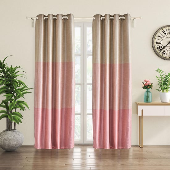 Contempo Set of 2 Colourblocked Room Darkening Door Curtains