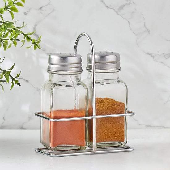 Pacific Blithe Set of 2 Glass Spice Jars with Stand - 80ml