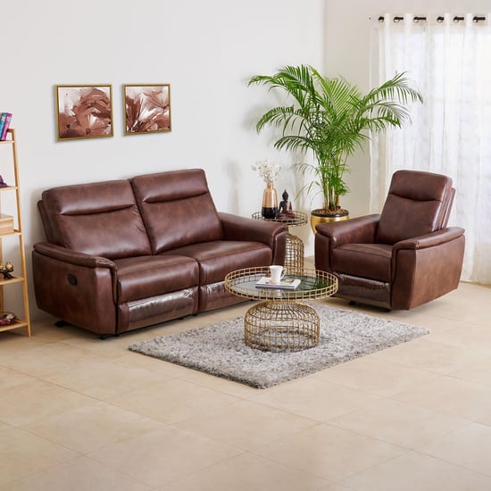 Darwin Faux Leather 3+1 Seater Recliner Set - Brown