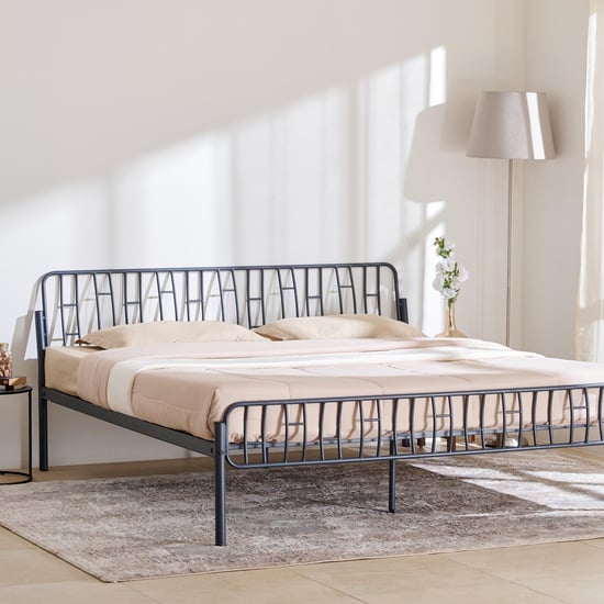 Helios Nebula Aragon Mild Steel King Bed - Grey