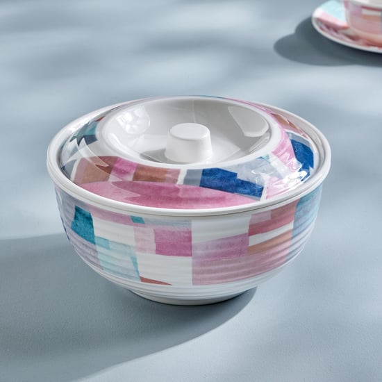 Meadows Theme Melamine Printed Serving Bowl with Lid - 250ml