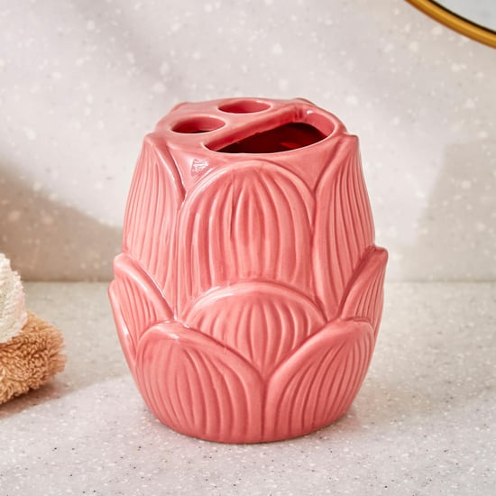 Corsica Kamal Ceramic Floral Tooth Brush Holder