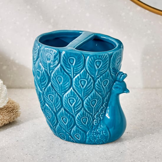 Corsica Mayur Ceramic Peacock Tooth Brush Holder