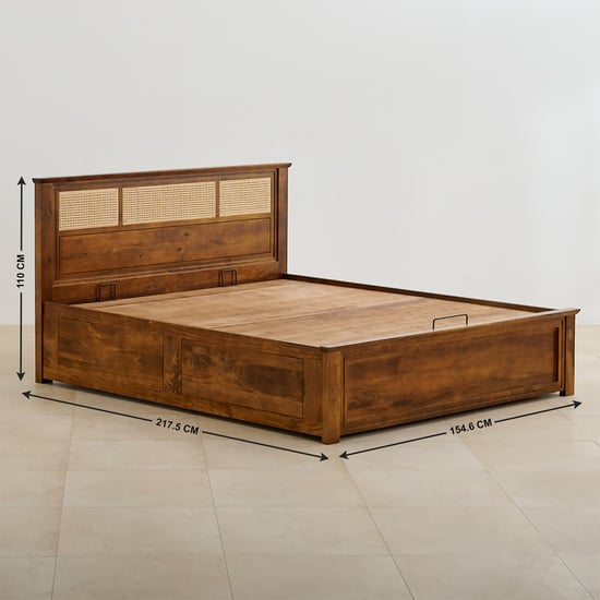 Adana Ziva Queen Bed with Hydraulic Storage - Brown