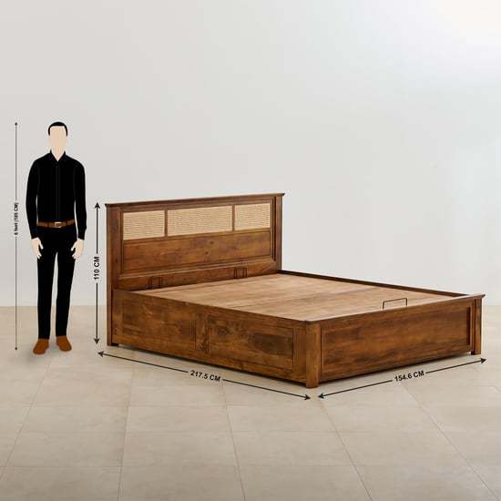 Adana Ziva Queen Bed with Hydraulic Storage - Brown