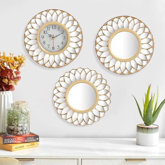 Corvus 3Pcs Decorative Clock and Mirror Set