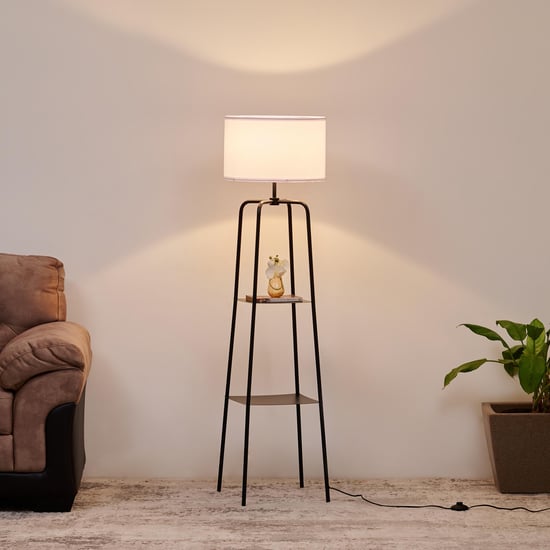 Fluorescence Glint Metal Floor Lamp with Shelves