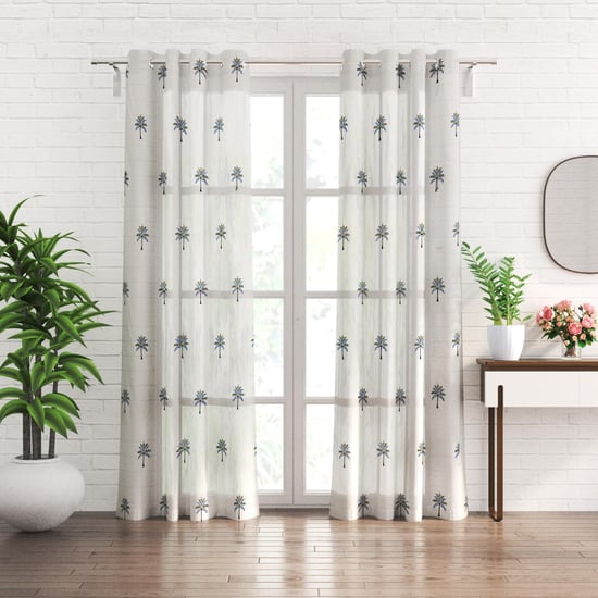 Chanderi Set of 2 Embroidered Sheer Door Curtains