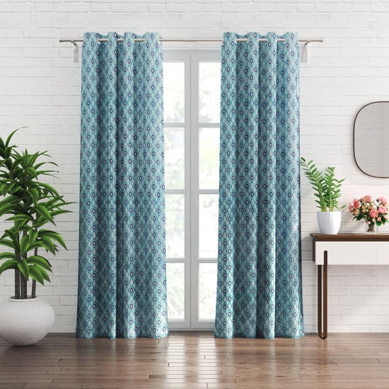 Chanderi Set of 2 Printed Sheer Door Curtains