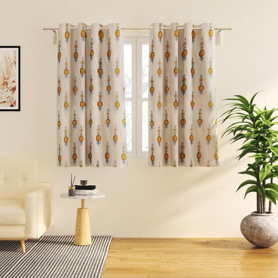 Chanderi Set of 2 Printed Sheer Window Curtains